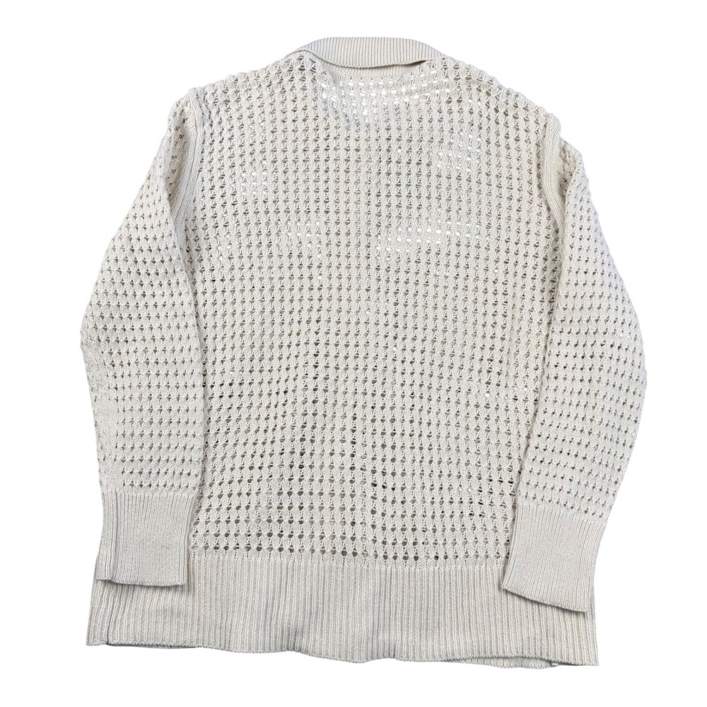 Simply Vera Vera Wang Pointelle Cardigan Womens Large Cream Coastal Grandmother - Picture 9 of 10